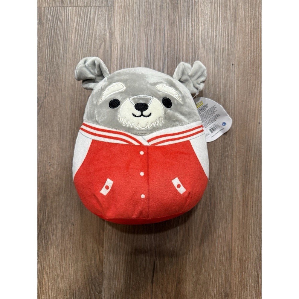 Squishmallow Shaun‎ the Schnauzer Red Varsity Jacket 8'' Plush